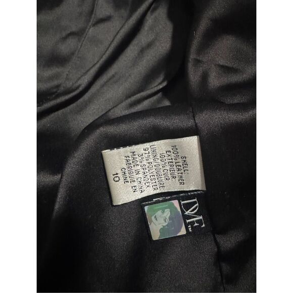 Diane Von Furstenburg 100% Leather Ruffle moto jacket 10 - Picture 6 of 13